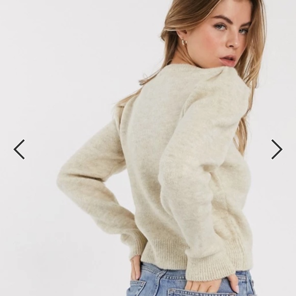 New Look puff sleeve jumper in oatmeal - Picture 2 of 2